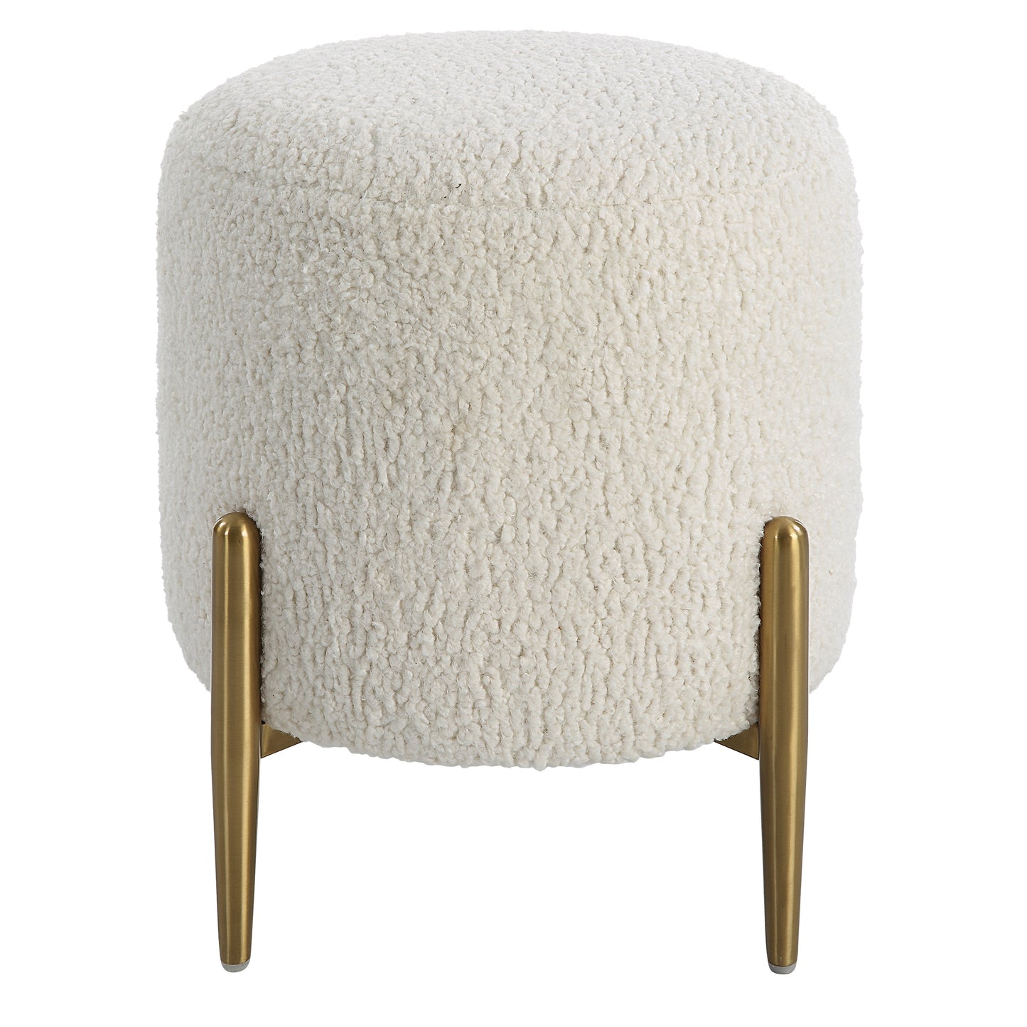 Uttermost Arles White Shearling Brass Ottoman 23821