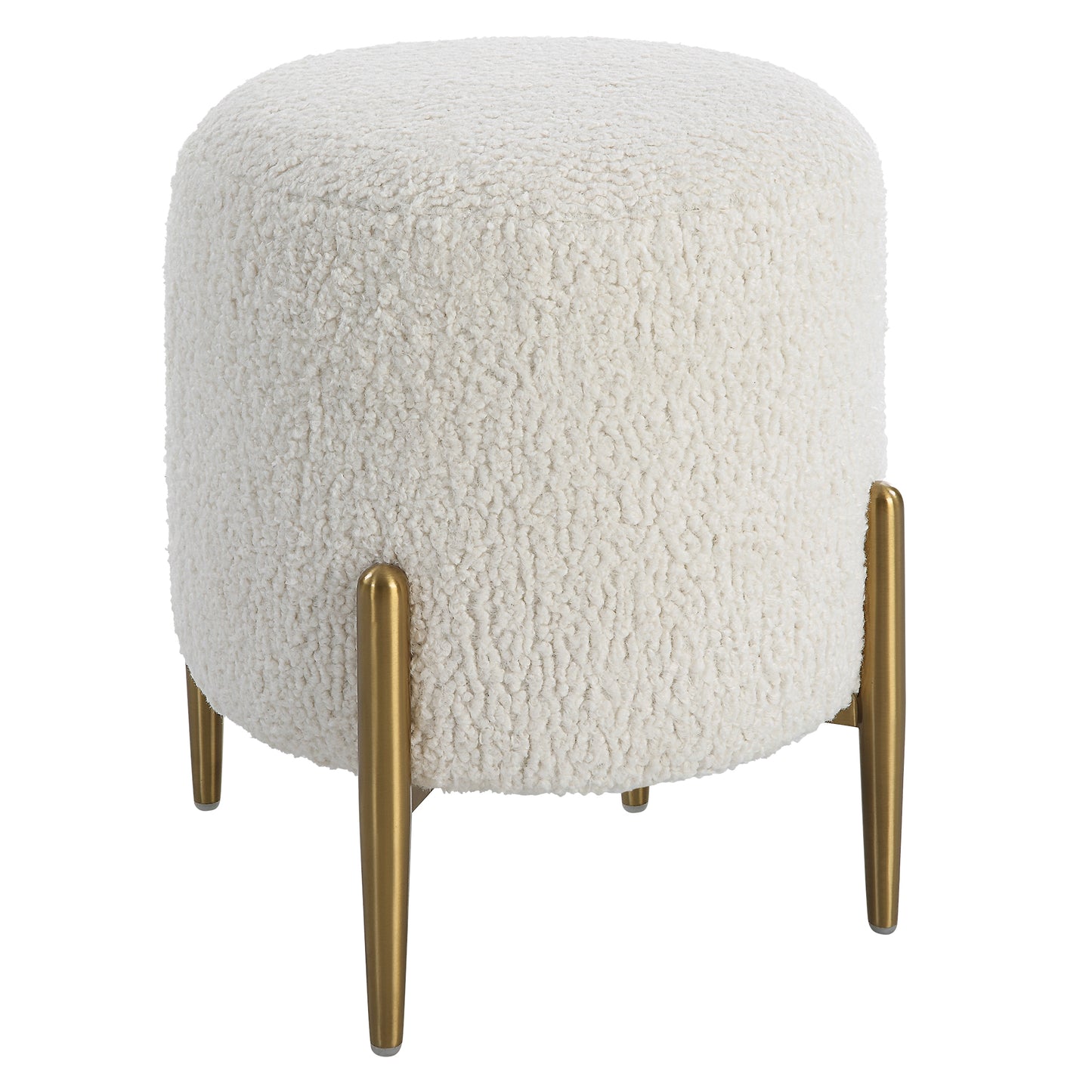 Uttermost Arles White Shearling Brass Ottoman 23821