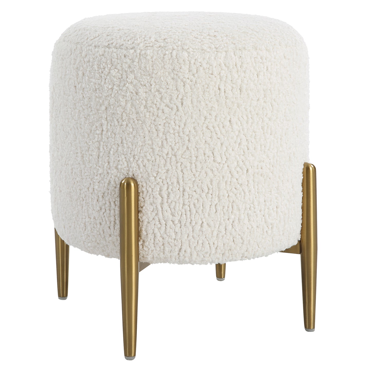 Uttermost Arles White Shearling Brass Ottoman 23821