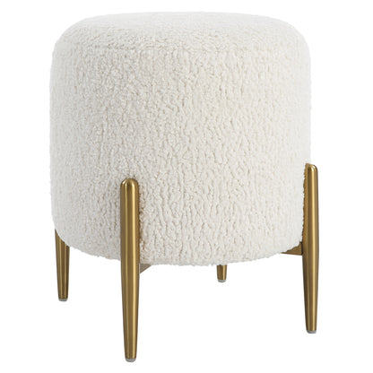 Uttermost Arles White Shearling Brass Ottoman 23821