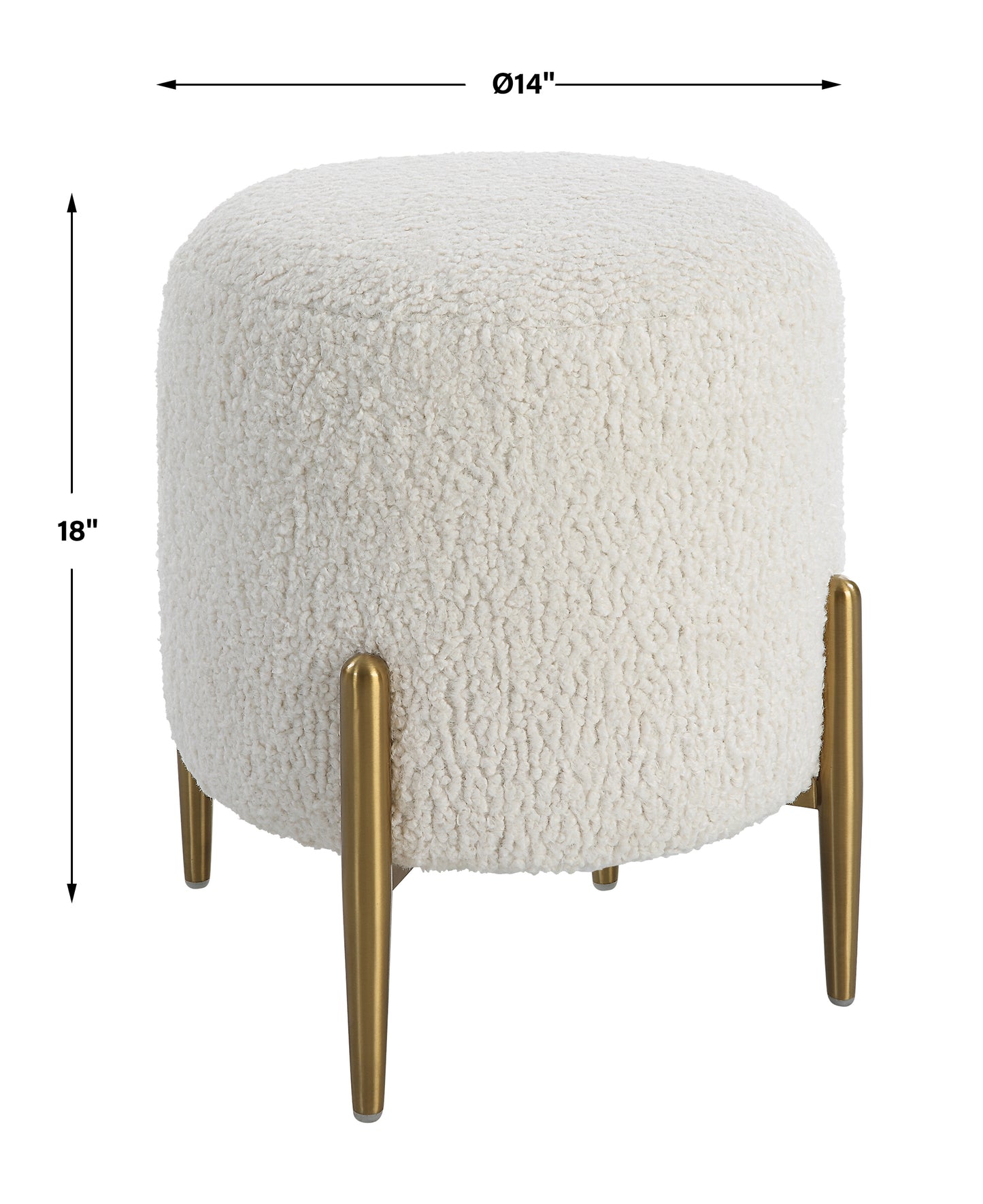 Uttermost Arles White Shearling Brass Ottoman 23821