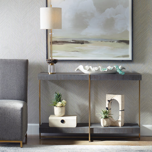 Uttermost Taja Modern Brass / Wood Console Table 22972