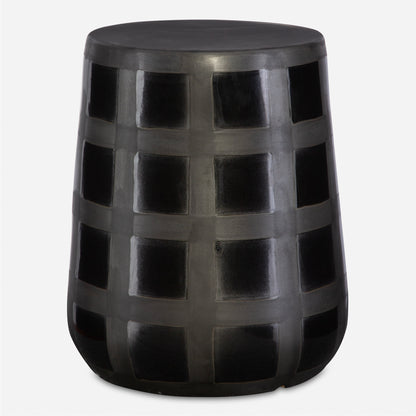 Uttermost Patchwork Gridded Black Garden Stool 22987