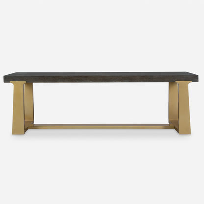 Uttermost Voyage Brass And Wood Bench 22989