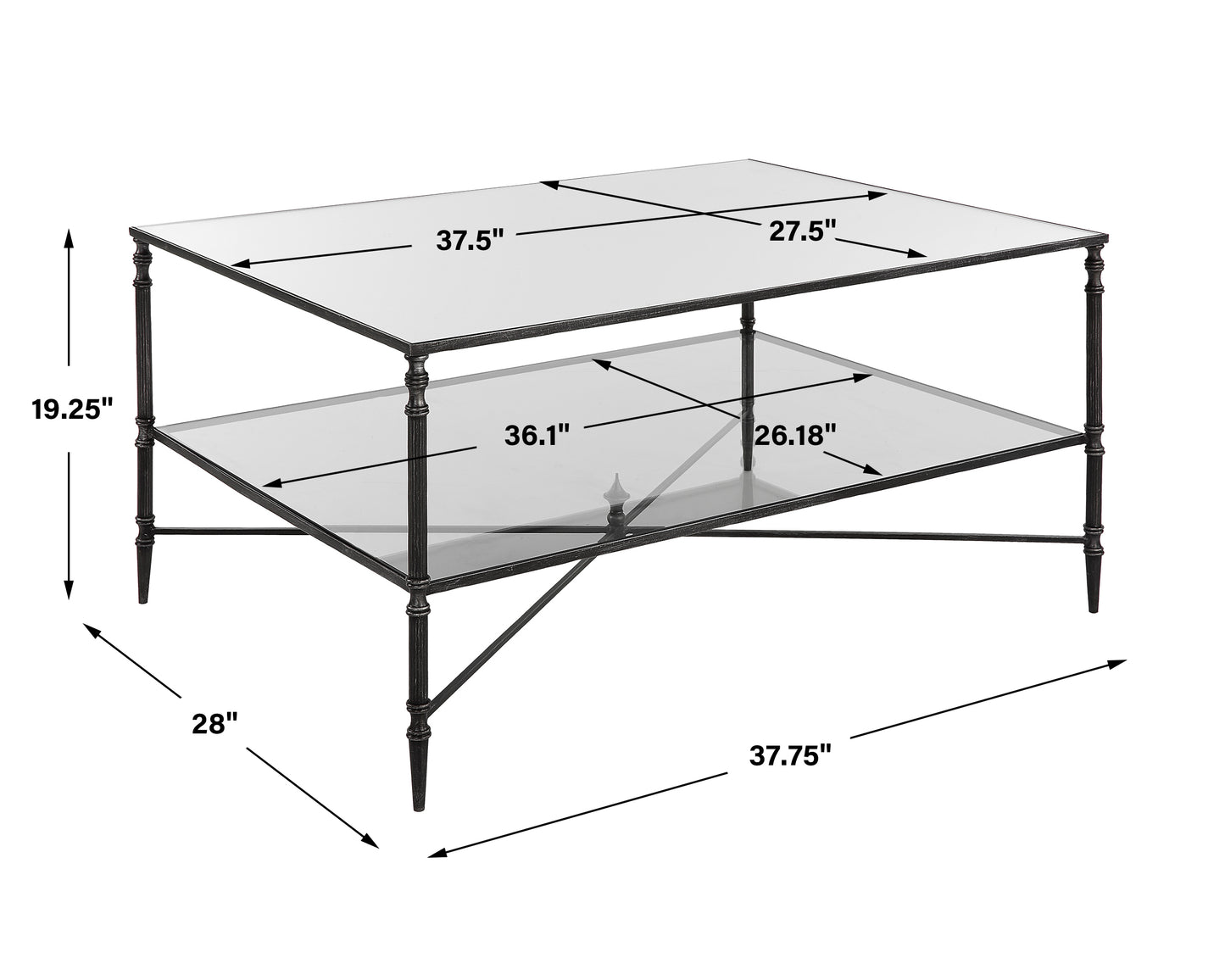 Uttermost Henzler Mirrored Steel Coffee Table 22985