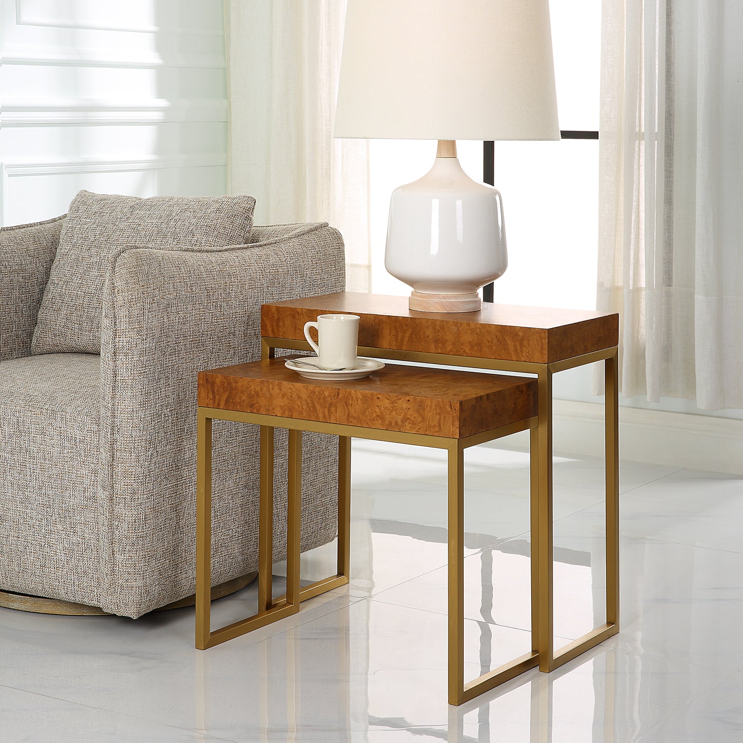 Uttermost Burl-esque Wooden Nesting Tables, S/2 22986