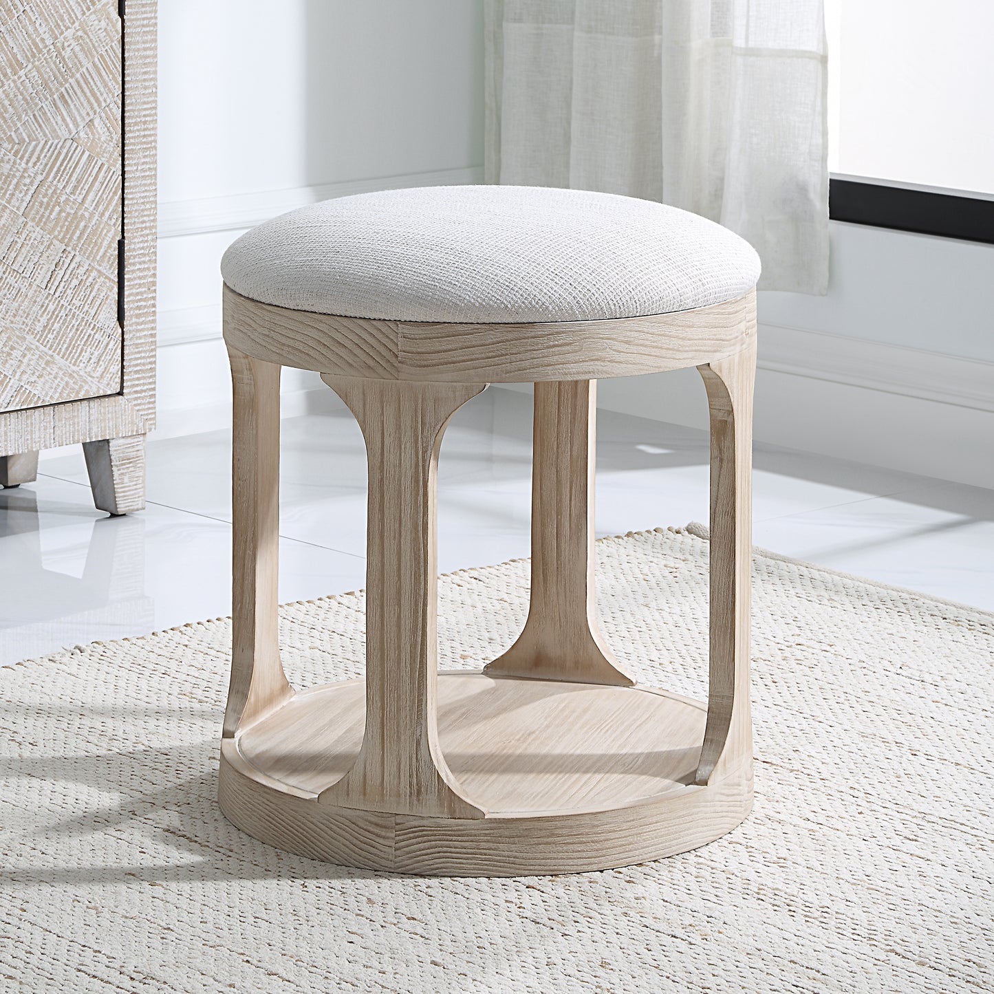 Uttermost Dennen Oak Ottoman 24076