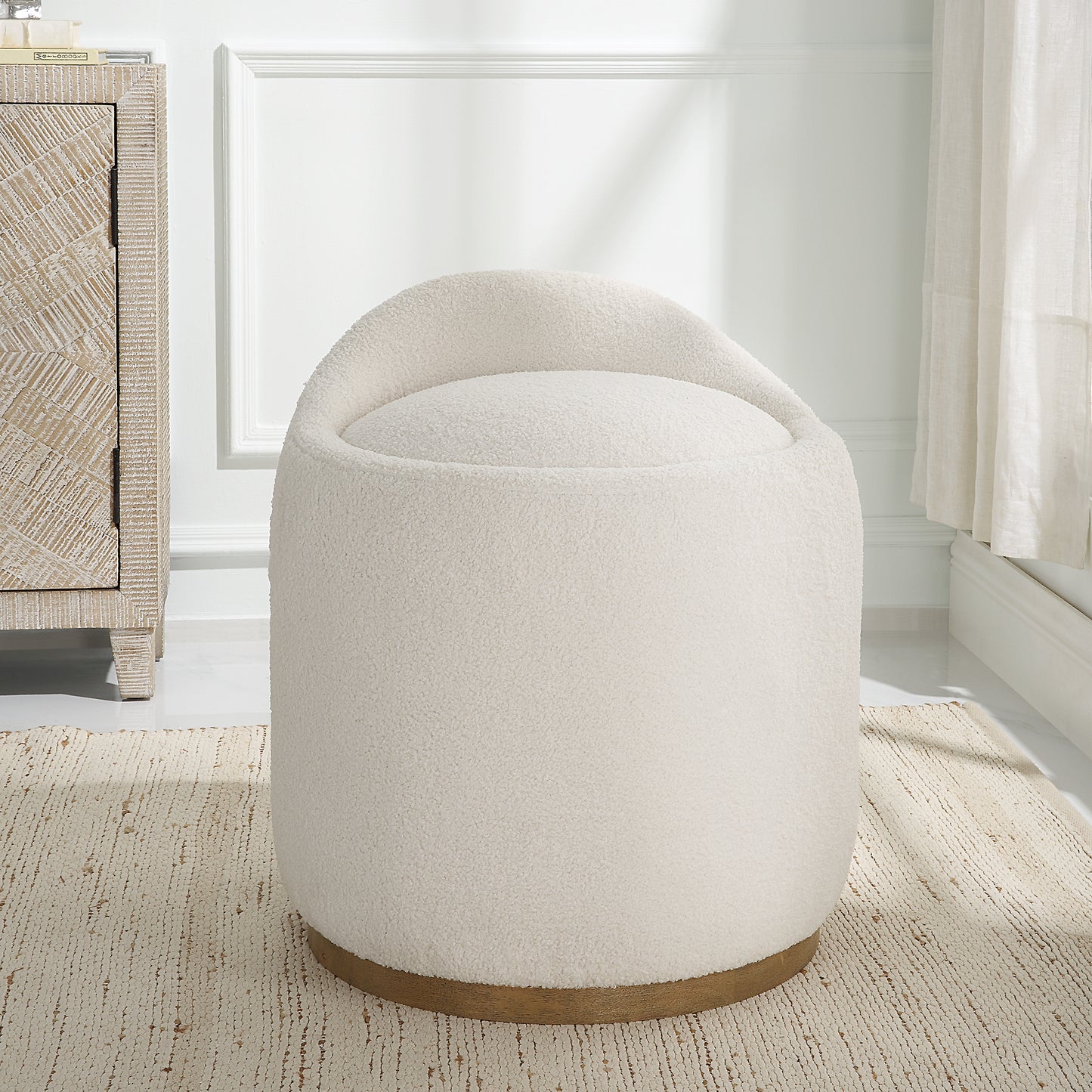 Uttermost Swirl Swivel Sheepskin Ottoman 23186