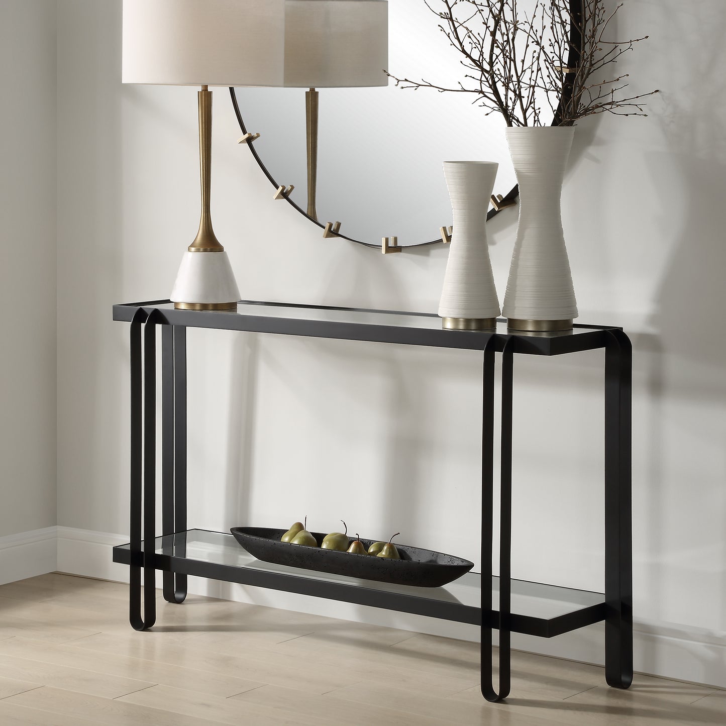 Uttermost Shadow Black Iron Console Table 24233