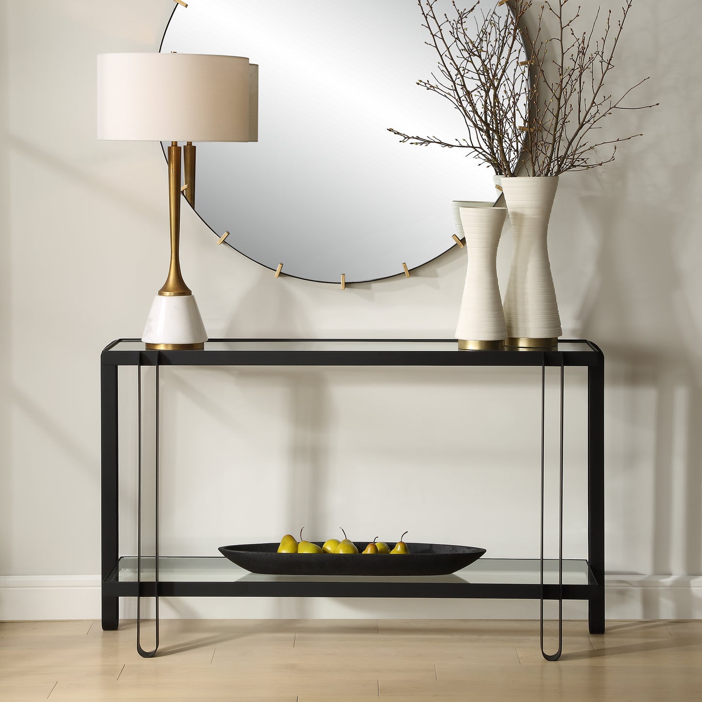 Uttermost Shadow Black Iron Console Table 24233