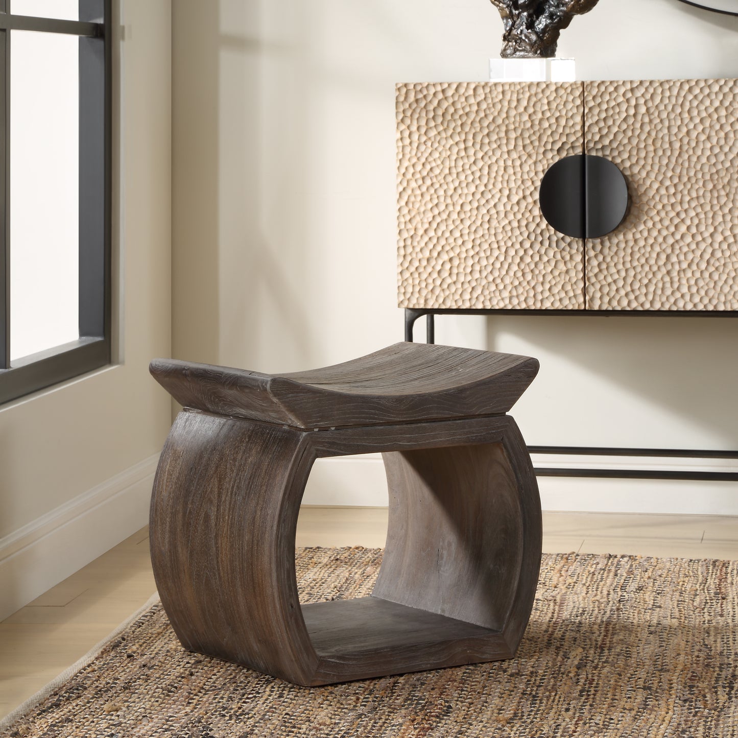 Uttermost Connor Walnut Accent Stool 24401