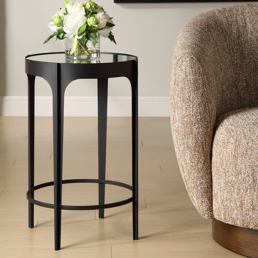 Lily Lifestyle Matte Black Finish On Iron Frame With Mirrored Top Which Is Attached