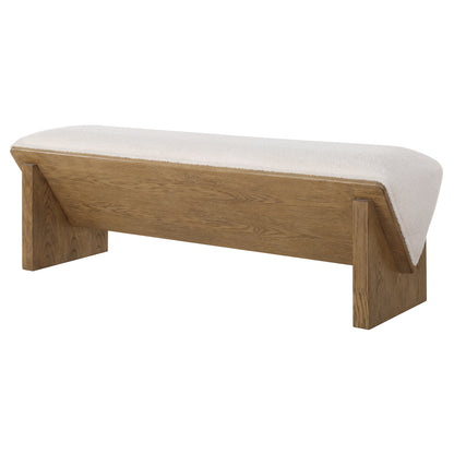 Uttermost Wedged Ivory Fabric Bench 23806