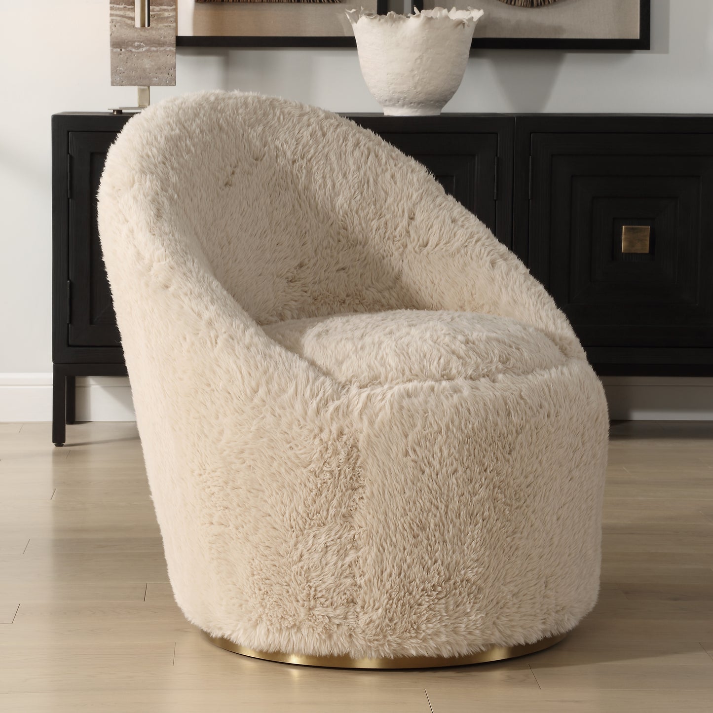 Uttermost Crue Sheepskin Swivel Chair 23531