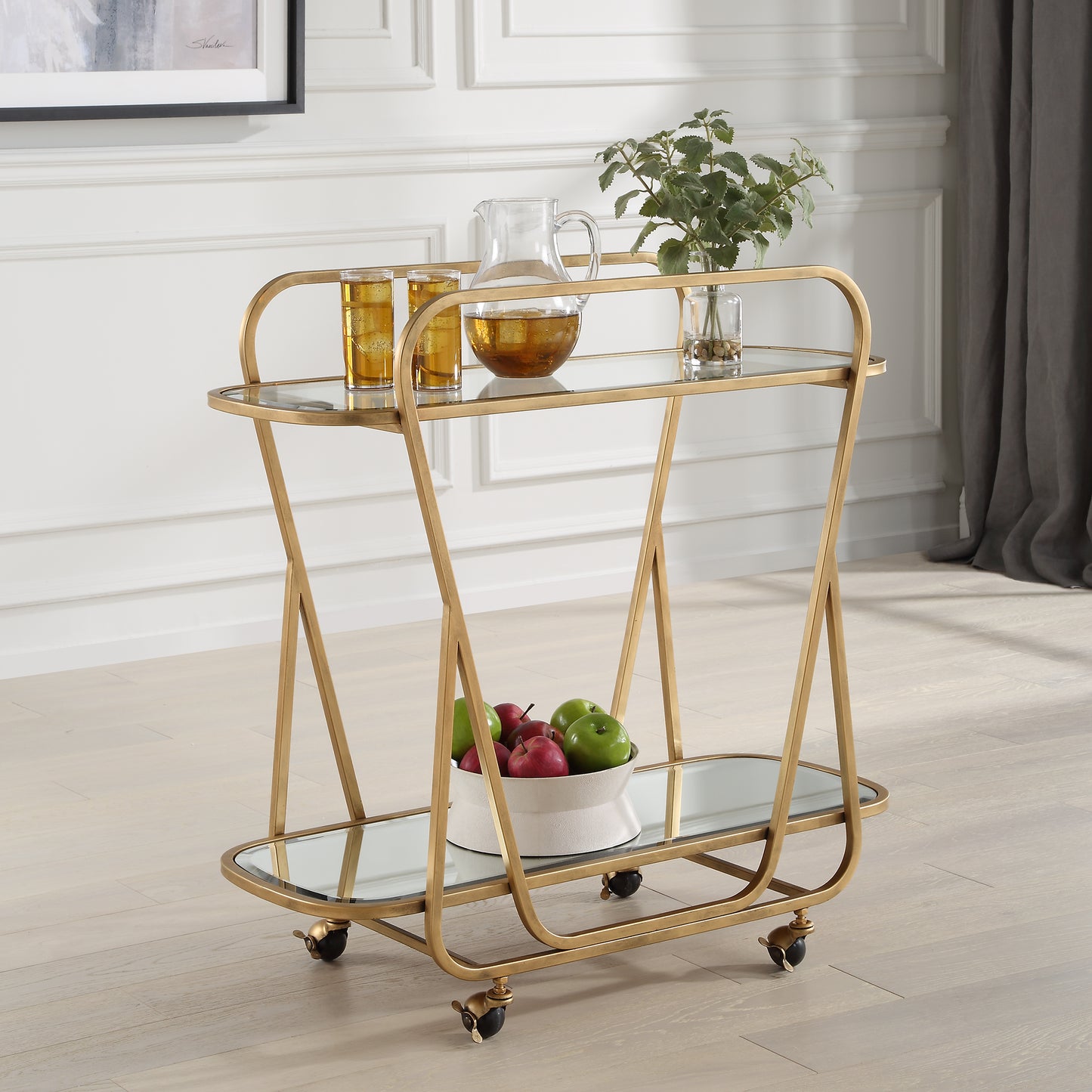 Uttermost Swain Brass Serving Cart 22907