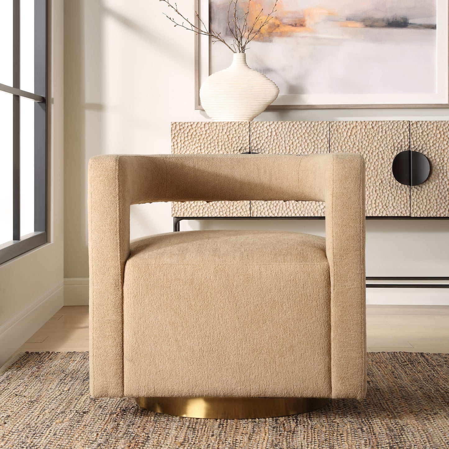 Uttermost Grounded Modern Swivel Chair 23850