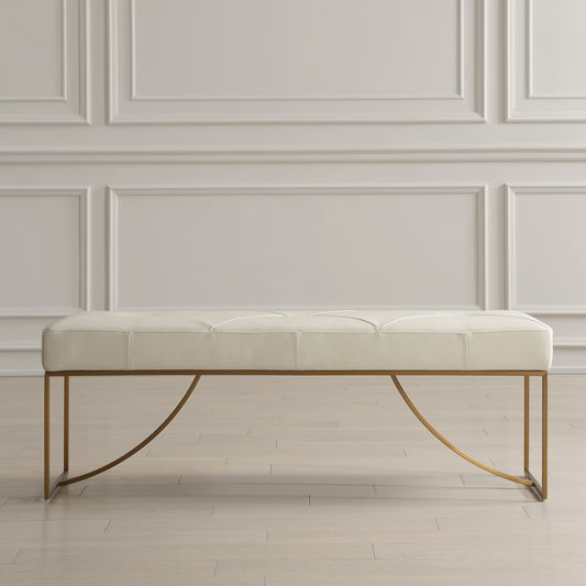 Uttermost Swale Ivory Leather Bench 23843