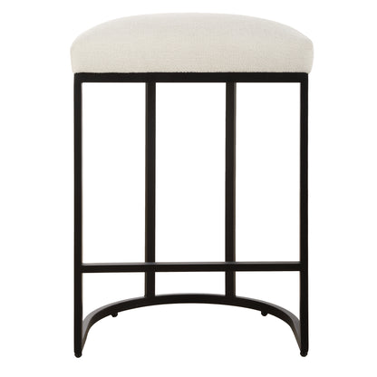 Lily Lifestyle Matte Black Finish On Iron Frame With Textured, Light Cream Performance Fabric