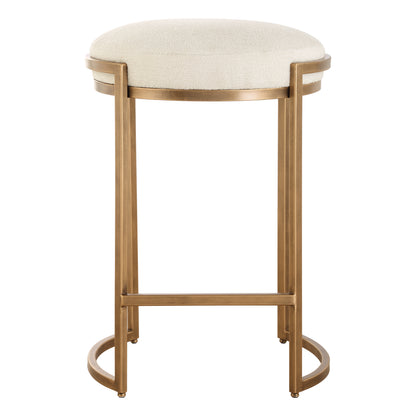 Lily Lifestyle Antique Brushed Brass On Iron Frame With Textured Light Cream Performance Fabric