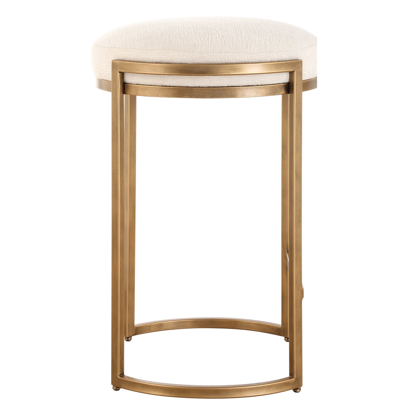 Lily Lifestyle Antique Brushed Brass On Iron Frame With Textured Light Cream Performance Fabric