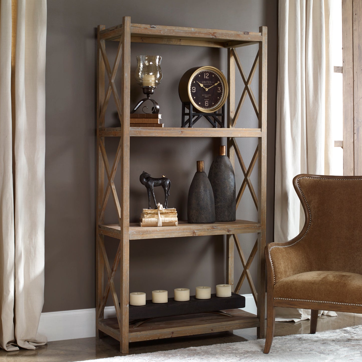 Uttermost Stratford Reclaimed Wood Etagere 24248