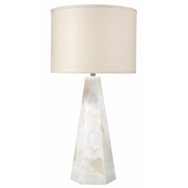 Jamie Young Borealis Hexagon Table Lamp with Large Drum Shade in Stone Linen  1BORE-TLAL