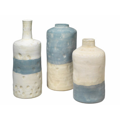 Jamie Young Sedona Vessels in Blue and White Ceramic (Set of 3) 7SEDO-VEBL