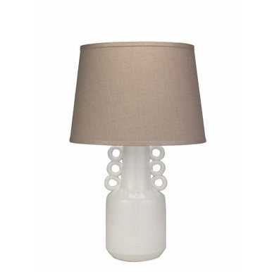 Jamie Young Circus Table Lamp in White Ceramic with Classic Cone Shade in Natural Linen  9CIRCWHC255C