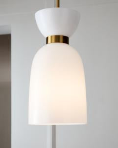 Visual Comfort Studio kate spade new york Londyn Tall Pendant in Burnished Brass with Milk White Glass KSP1031BBSMG