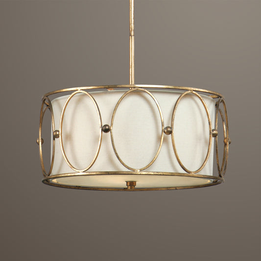 Uttermost Ovala 3 Light Gold Drum Pendant 21955