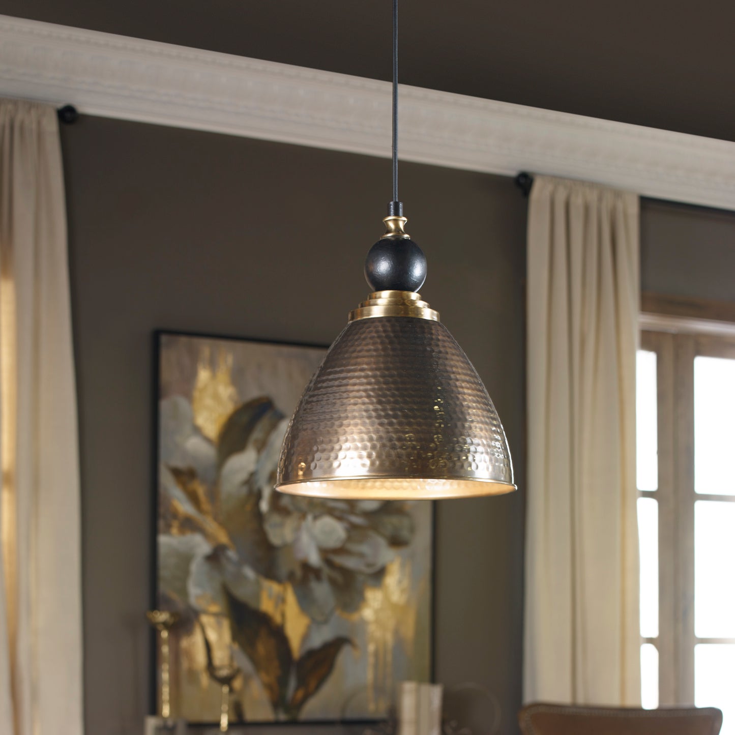 Uttermost Adastra 1 Light Antique Brass Pendant 22052