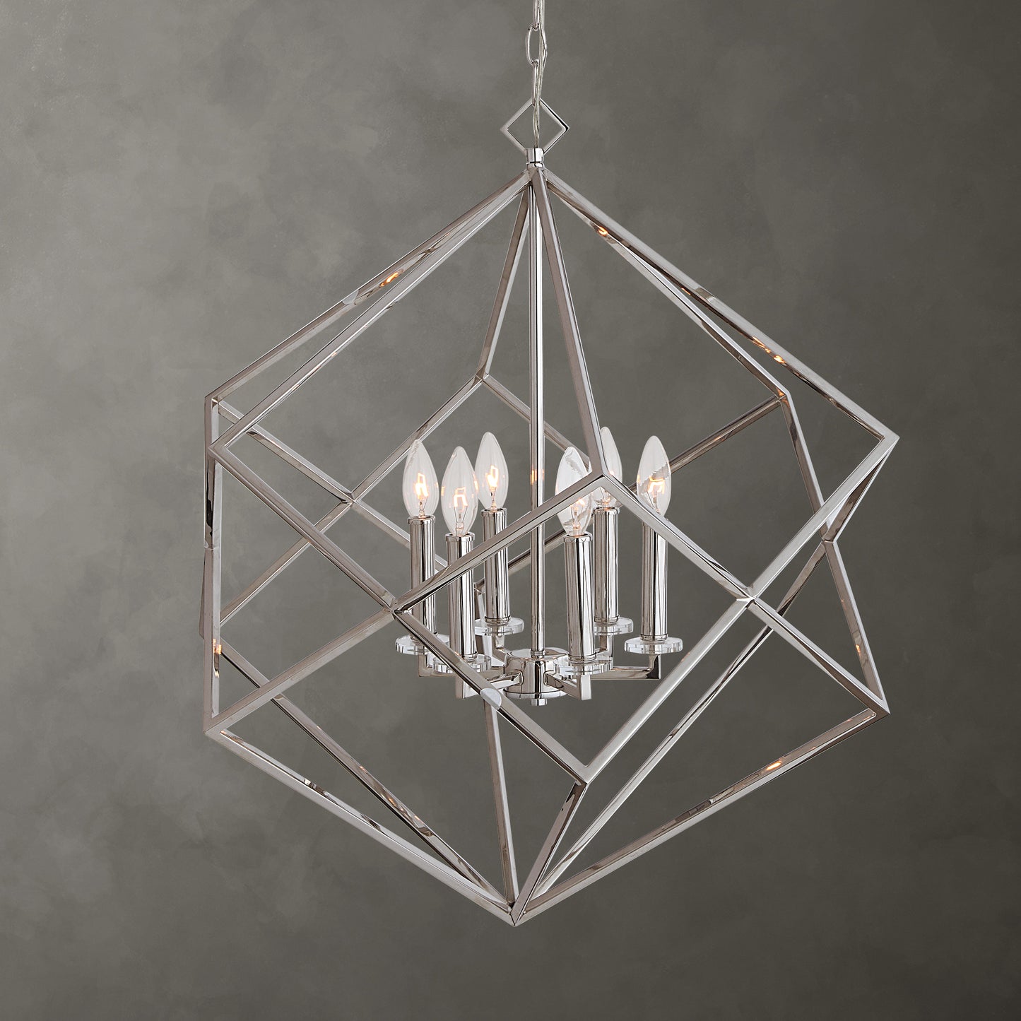 Uttermost Euclid 6 Light Nickel Cube Pendant 22122