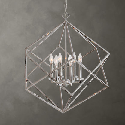 Uttermost Euclid 6 Light Nickel Cube Pendant 22122