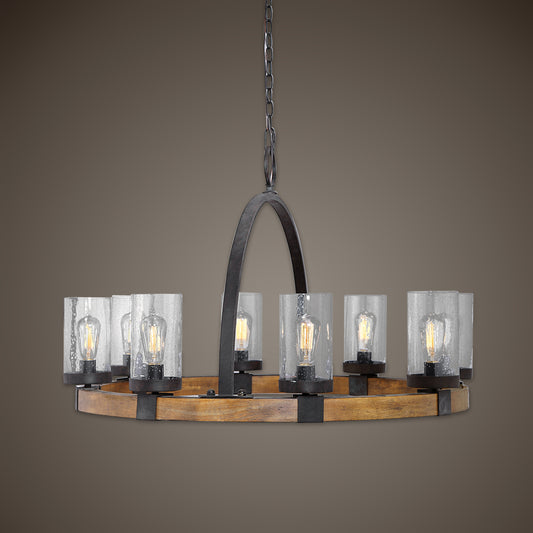 Uttermost Atwood 8 Light Wagon Wheel Pendant 22133