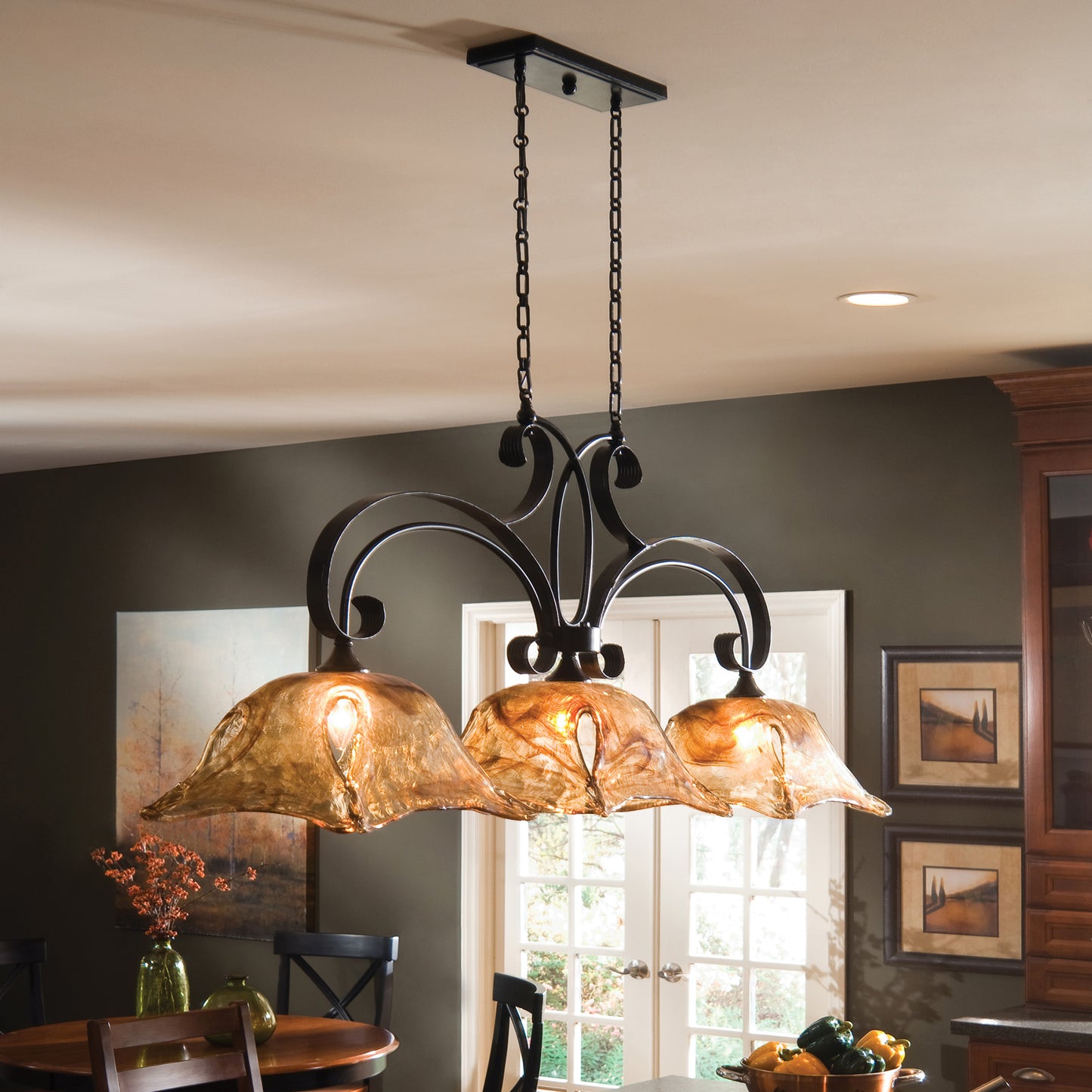 Uttermost Vetraio 3 Lt Bronze Kitchen Island Light 21009