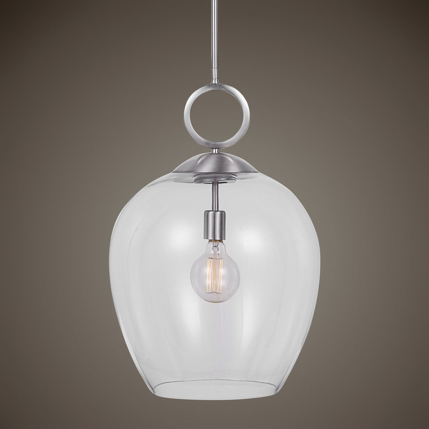 Uttermost Calix Nickel 1 Light Glass Pendant 22169