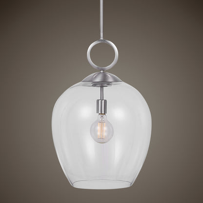 Uttermost Calix Nickel 1 Light Glass Pendant 22169