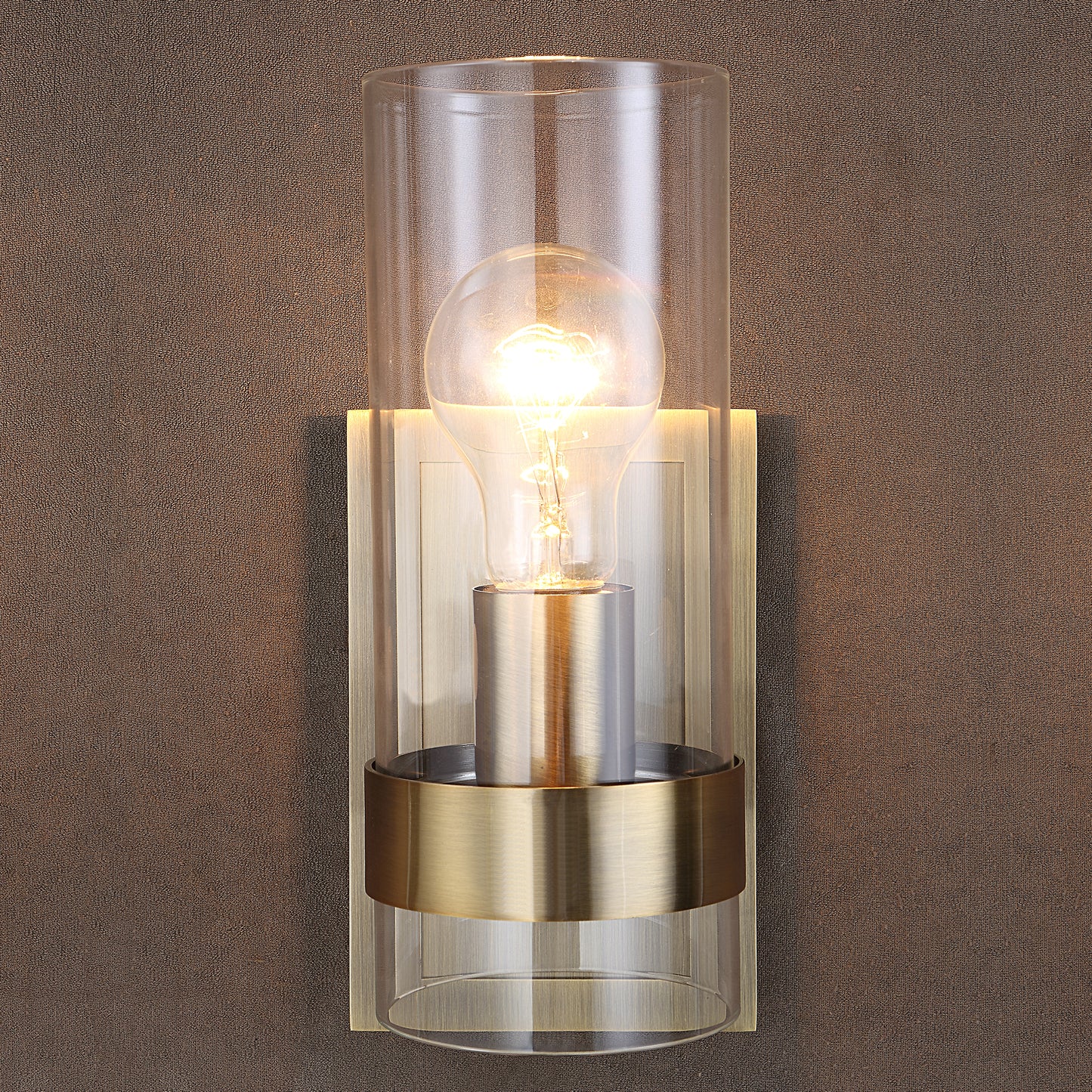 Uttermost Cardiff Antique Brass 1 Light Cylinder Sconce 22549