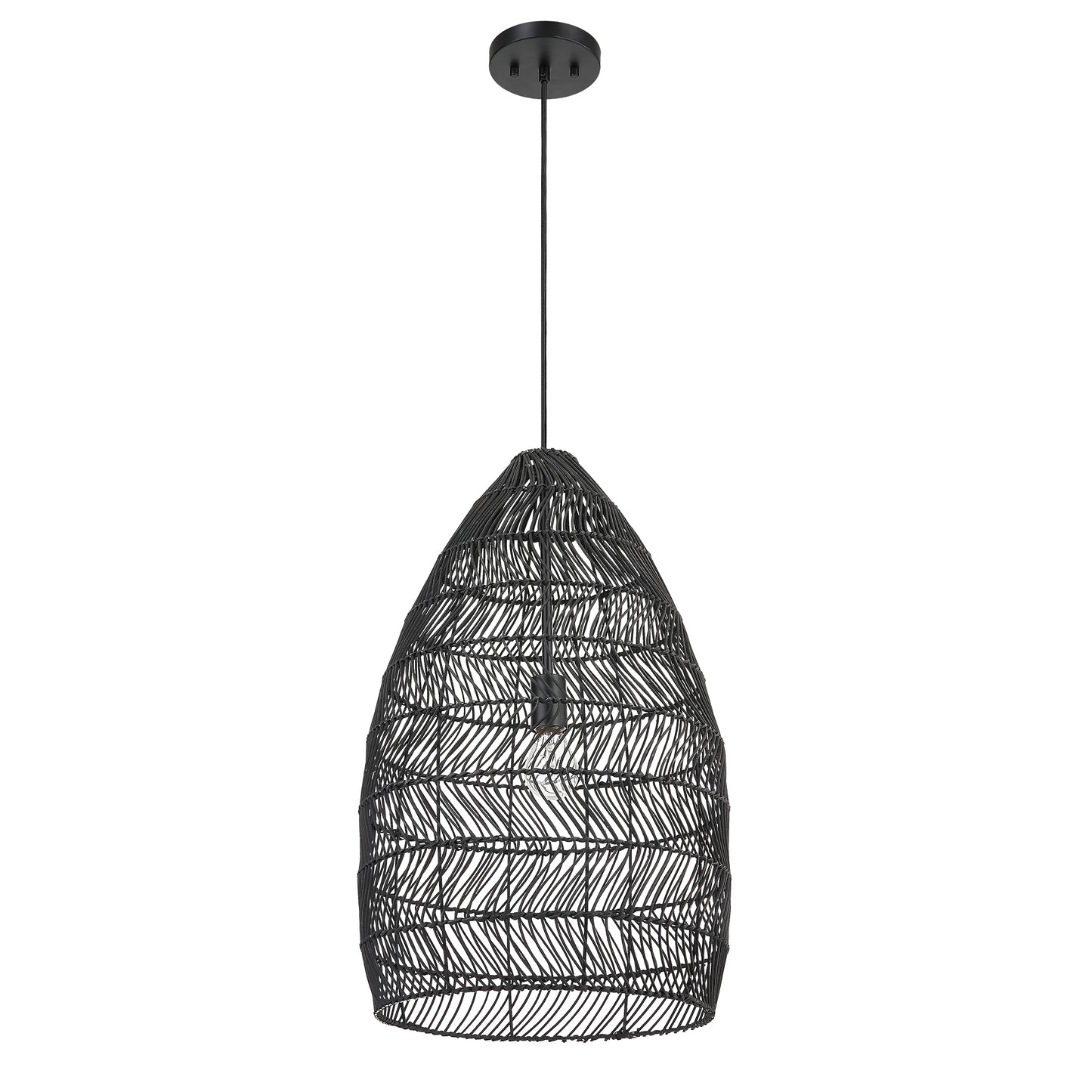 Uttermost Nandi 1 Light Woven Black Pendant 21588