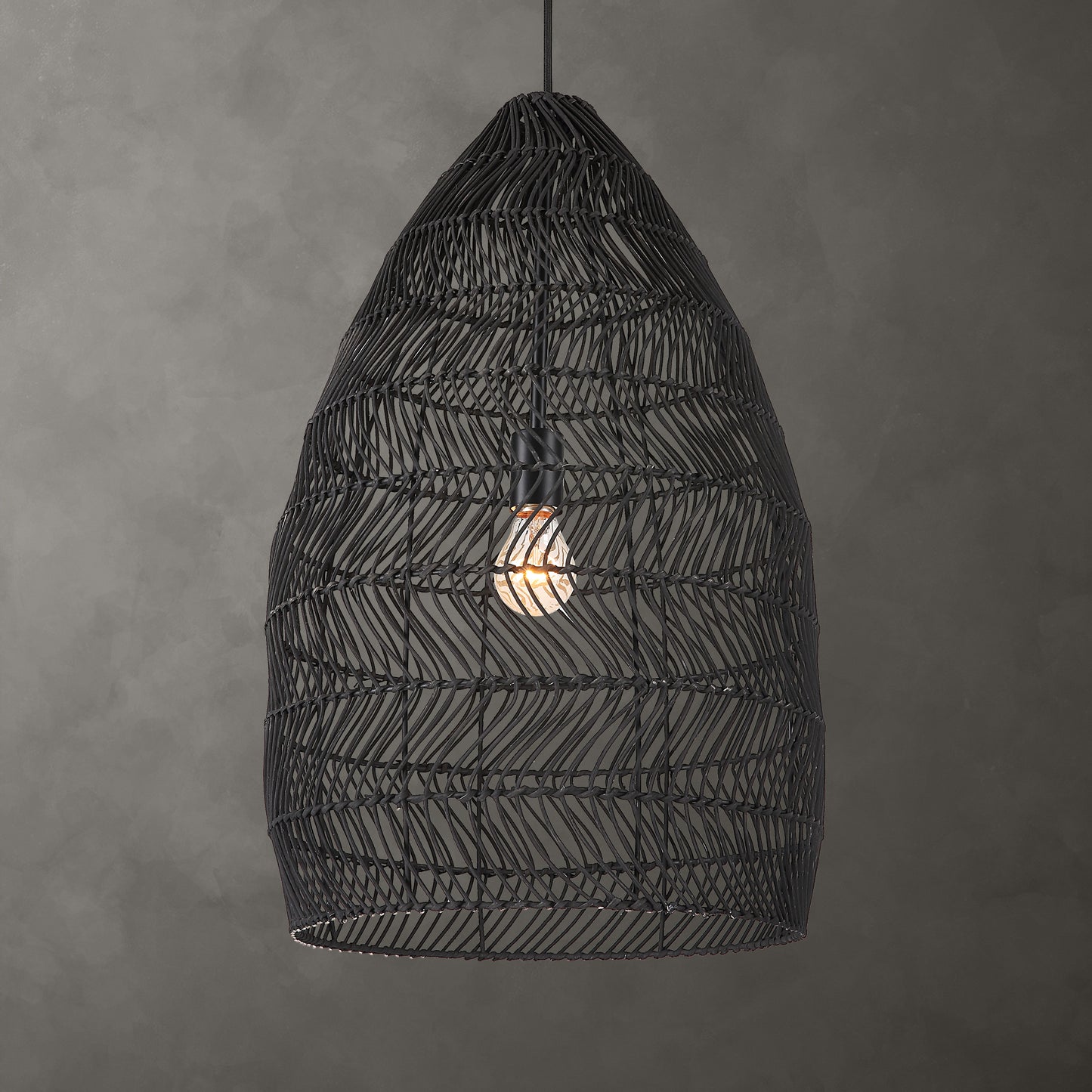 Uttermost Nandi 1 Light Woven Black Pendant 21588