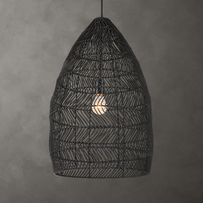 Uttermost Nandi 1 Light Woven Black Pendant 21588