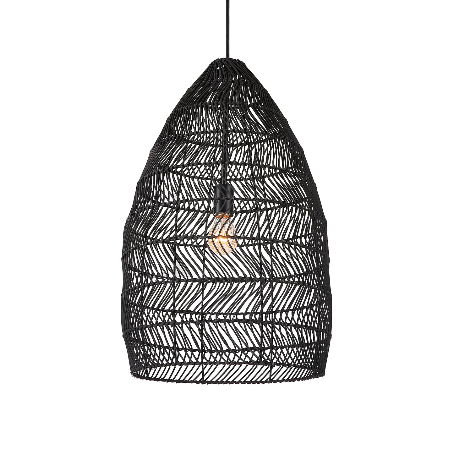 Uttermost Nandi 1 Light Woven Black Pendant 21588