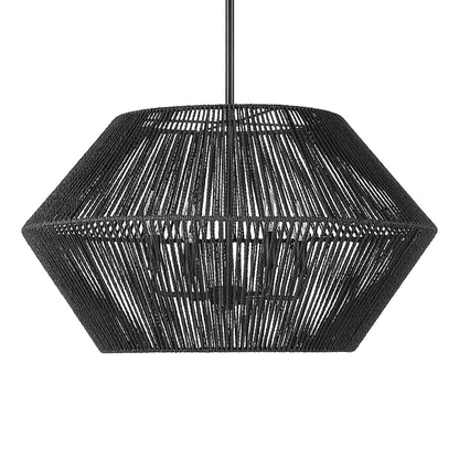 Uttermost Suva 4 Light Black Rope Pendant 21589