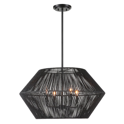 Uttermost Suva 4 Light Black Rope Pendant 21589