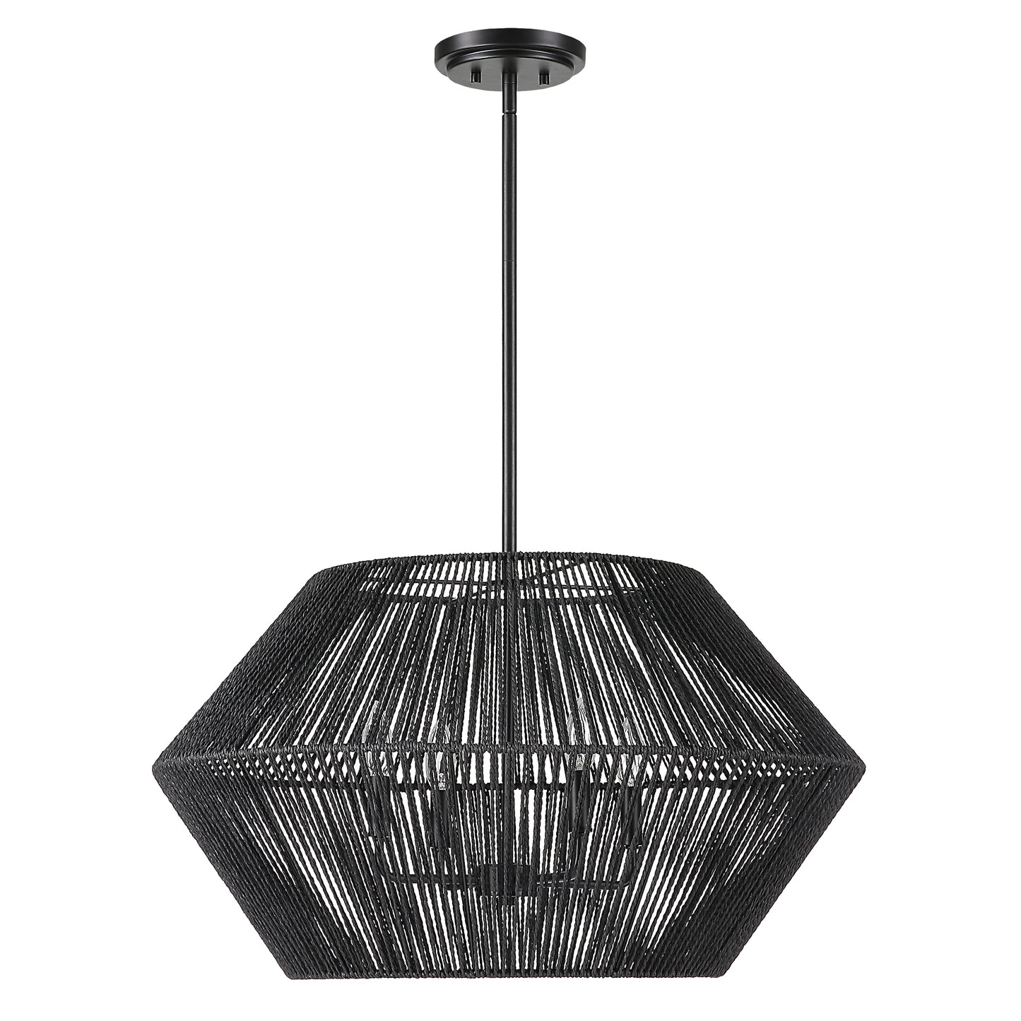 Uttermost Suva 4 Light Black Rope Pendant 21589