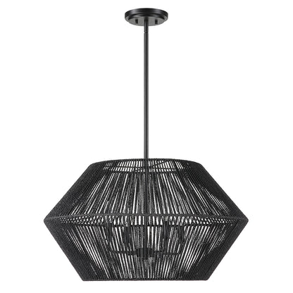 Uttermost Suva 4 Light Black Rope Pendant 21589