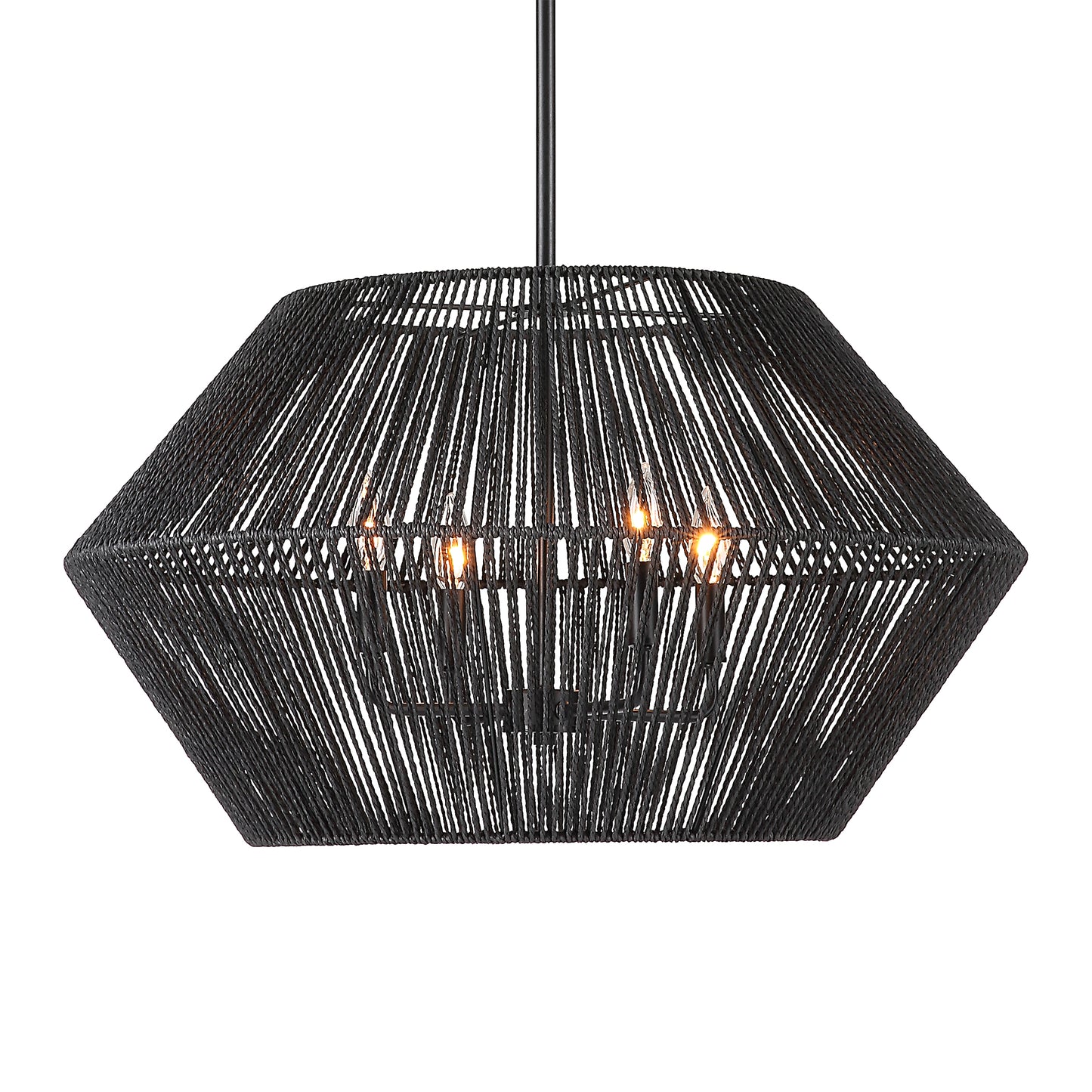 Uttermost Suva 4 Light Black Rope Pendant 21589