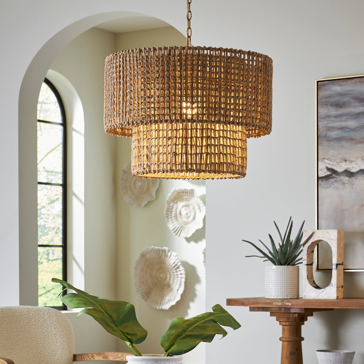 Uttermost Biswas Woven Jute 1 Light Pendant 21595