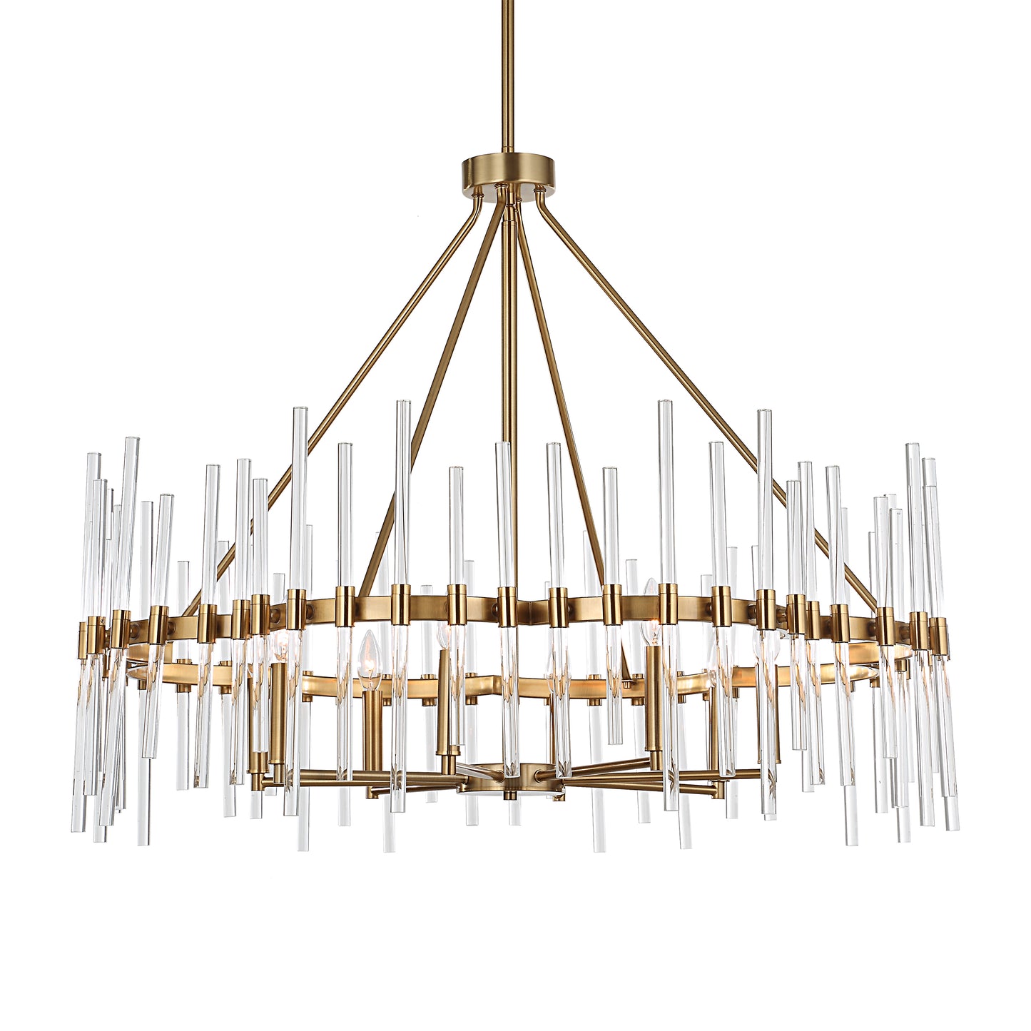 Uttermost Crystal Stick 8 Light Brass Chandelier 21389