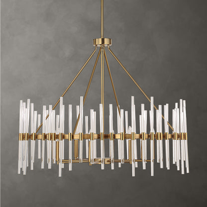 Uttermost Crystal Stick 8 Light Brass Chandelier 21389